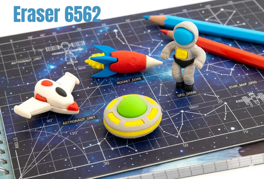 Space Theme 3D Eraser Set for Kids | Astronaut, Rocket, UFO & Spaceship Puzzle Erasers