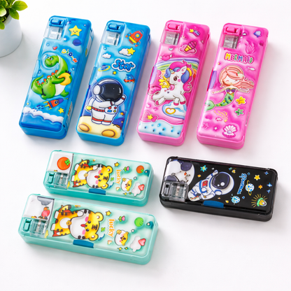 Kids Cartoon Pencil Box with Built-in Sharpener | Cute School Pencil Case for Boys & Girls