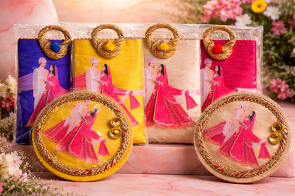 Wedding Return Gift Combo | Bag + MDF Kumkum Plate