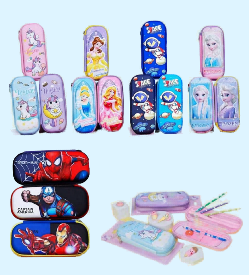 3D Cartoon Hard Top Pencil Box for Kids | Unicorn Princess Space Superhero Pencil Case | School Stationery Organizer