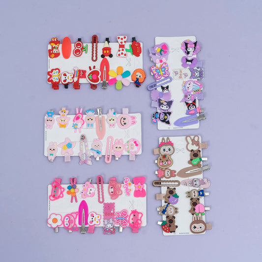Cute Cartoon Hair Clip Set for Girls | Assorted Hair Accessories Combo Pack