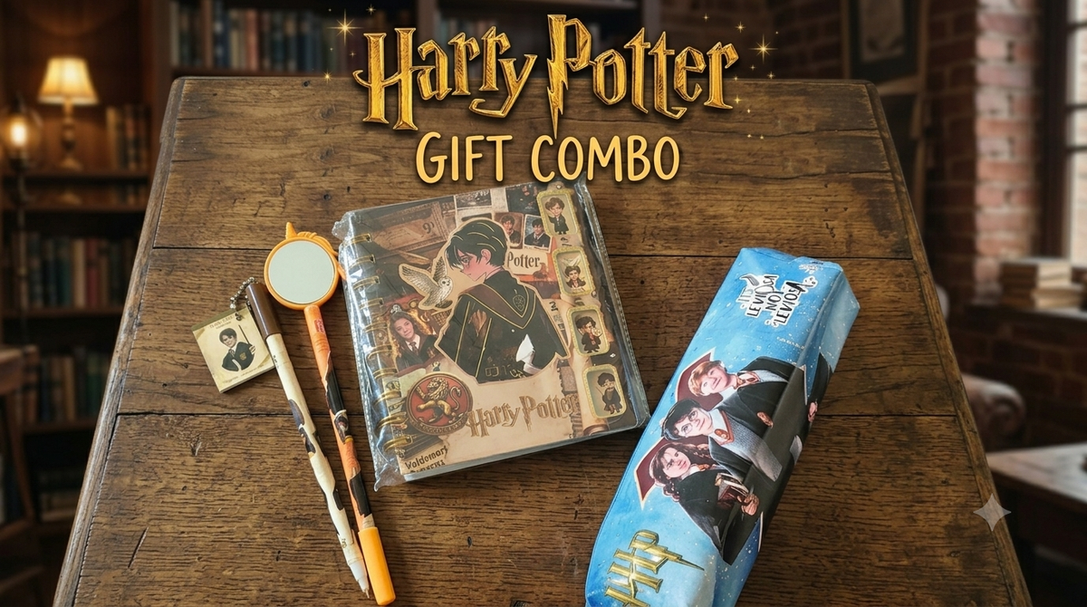 Harry Potter Gift Combo for Kids | 2 Theme Pens, Spiral Diary & Pencil Pouch