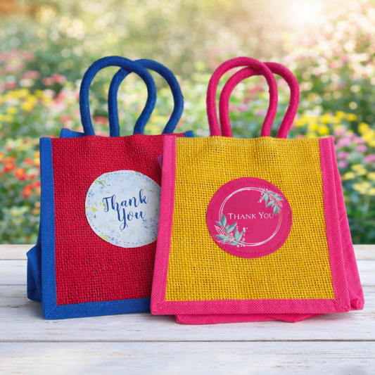 Thank You Gift Bags | Reusable Eco-Friendly Jute Fabric | Small 7x6 in