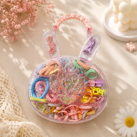 Bunny Hair Accessories Storage Box Set for Girls | Hair Bands, Clips & Rubber Bands Organizer