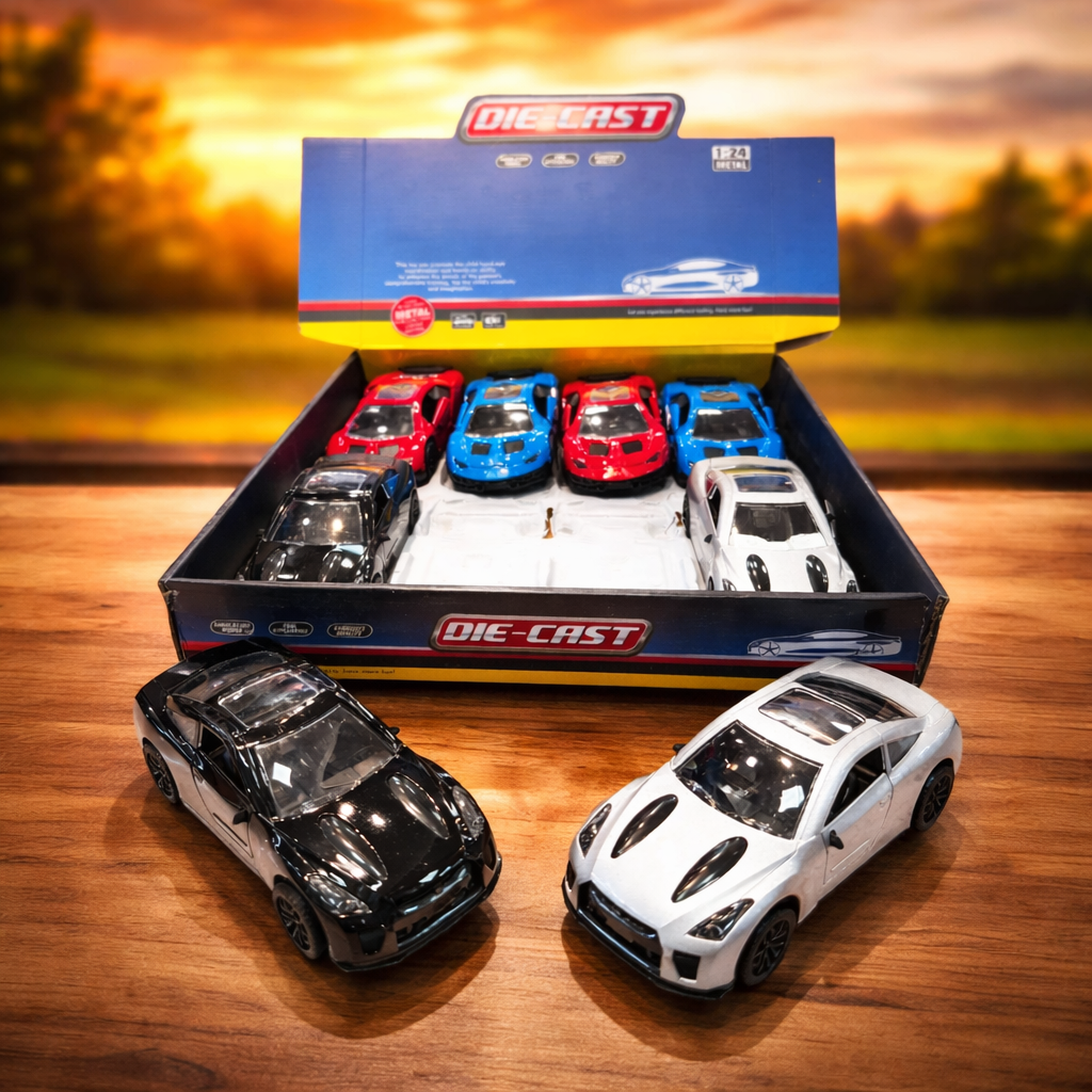 Die-Cast Metal Sports Car Toy (1:24 Scale) | Pull Back Action Model Car for Kids | Collectible Toy Car 3+