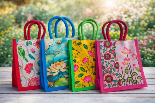 Gift Bags | Printed Jute Fabric | Reusable & Eco-Friendly