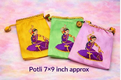 Salangai Pooja Return Gift Potli Bags – Set of 5 (7x9 Inch)