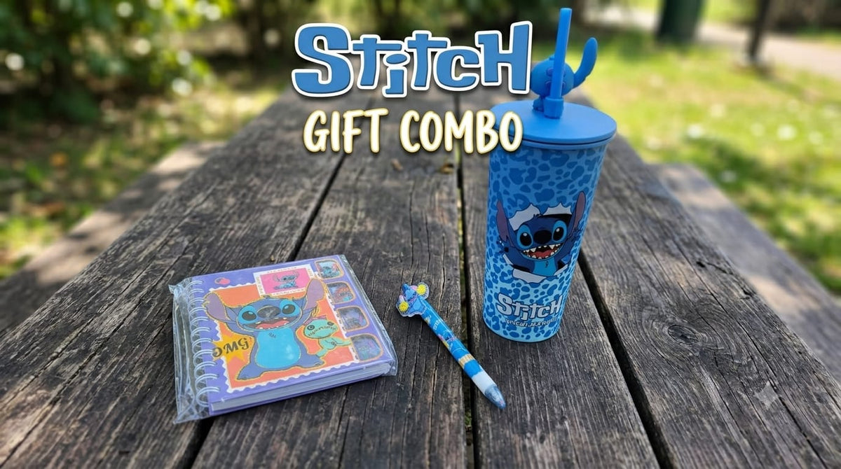 Stitch Gift Combo for Kids | Steel Tumbler, Cute Spiral Diary & Fancy Pen