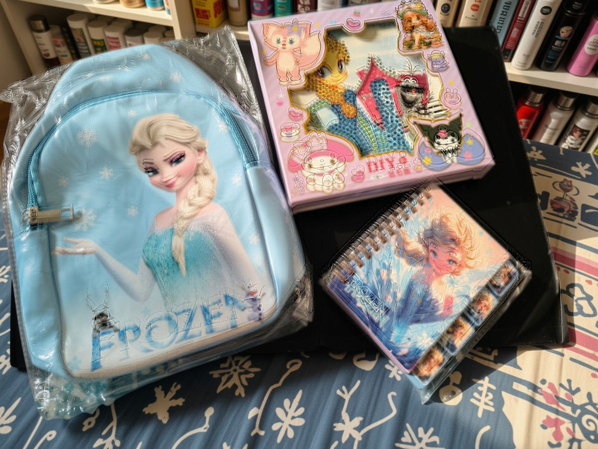 Frozen Gift Combo for Kids | Chest Crossbody Bag, DIY Craft Kit & Mini Spiral Diary