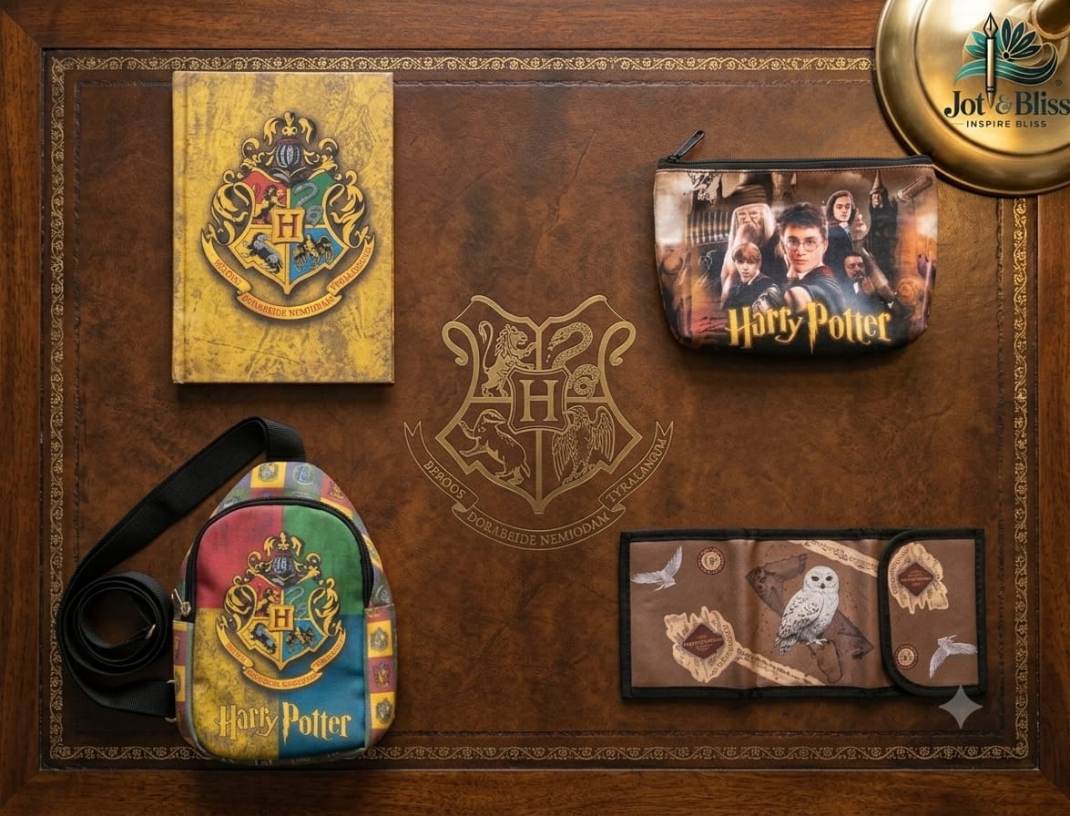 Harry Potter Kids Gift Set – Chest Sling Bag, Notebook, Pencil Pouch & Wallet | 4-Piece Set