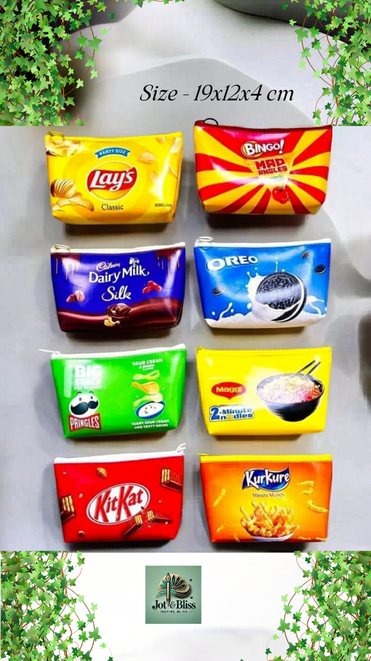 Snack Design Zipper Pencil Pouch for Kids | Cute Food Theme Stationery Organizer | School Pencil Case