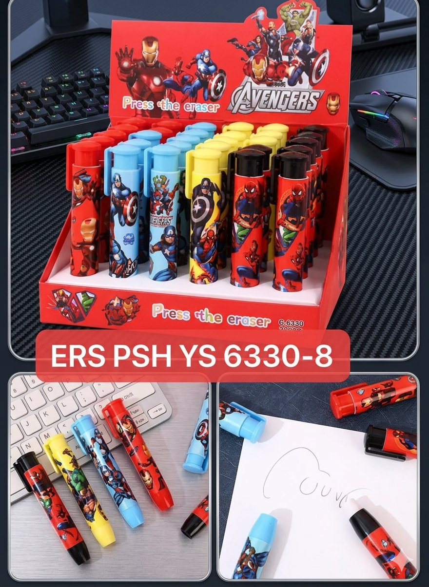 Superhero Push Eraser for Kids | Fun Retractable Eraser Pen for School Stationery
