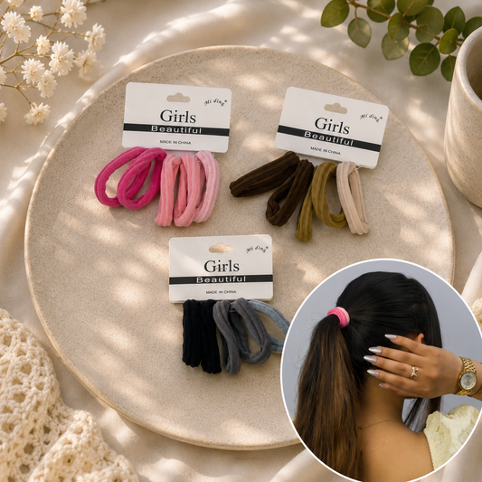 Soft Nylon Hair Bands Set for Girls | No Damage Elastic Ponytail Holders (Pack of 5)
