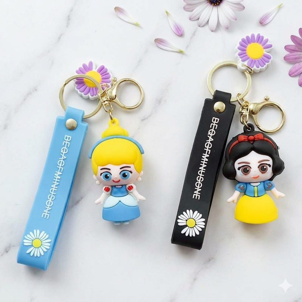 Princess Character Keychain | Cute PVC Doll Keychain for Bags, Keys & Gifts