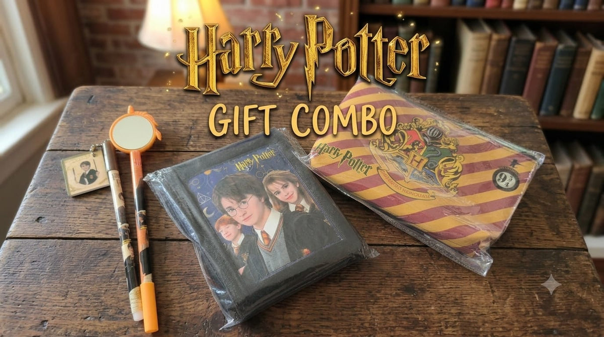 Harry Potter Gift Combo-2  for Kids | 2 Theme Pens, Fur Diary & Snacks Pouch