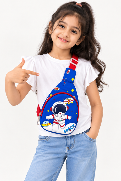 3D Embossed Space Astronaut Kids Chest Crossbody Sling Bag – Blue