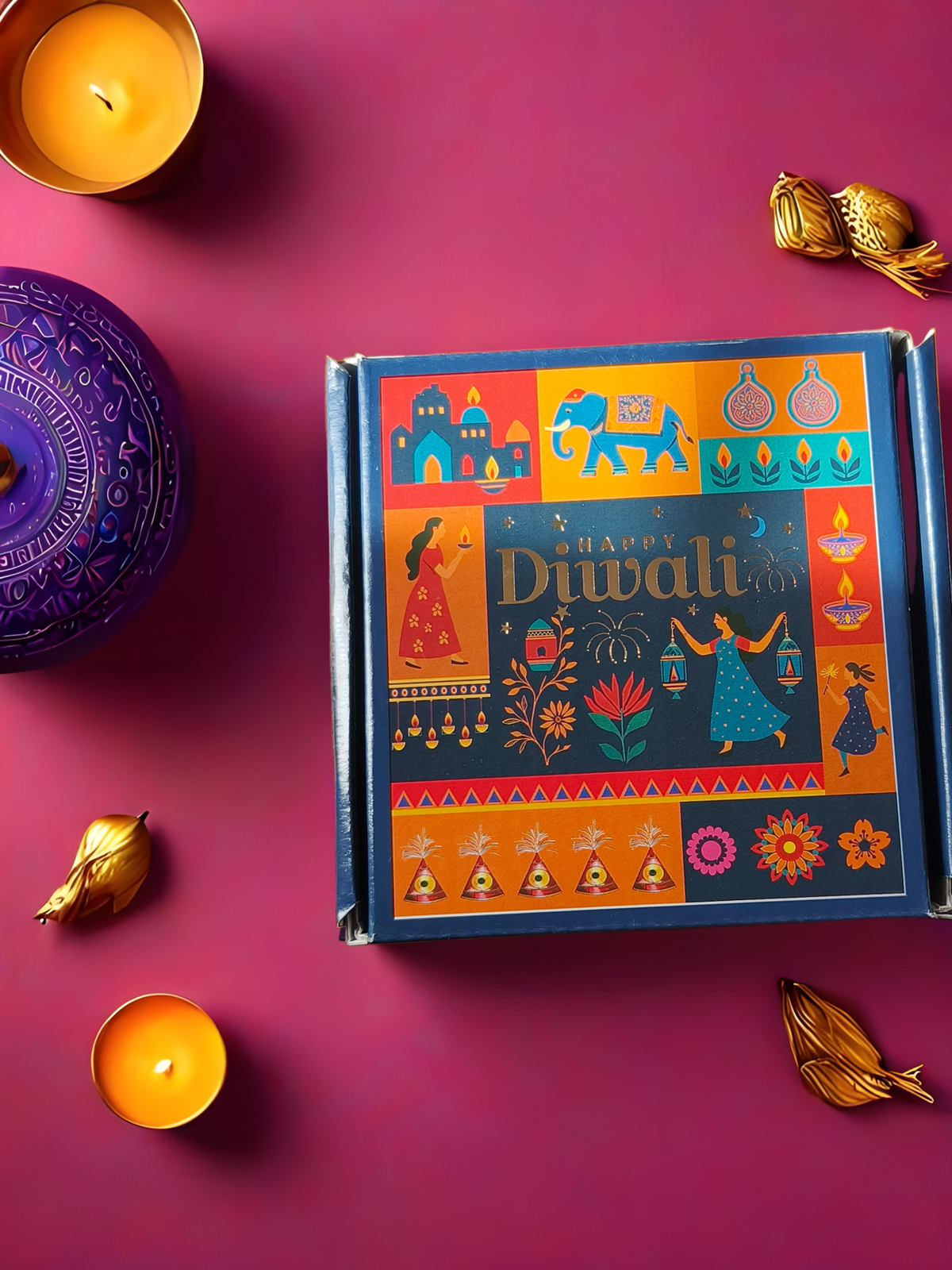 Diwali Gift Box – 5 Assorted Mithai Candles | Festive mini Gift Hamper