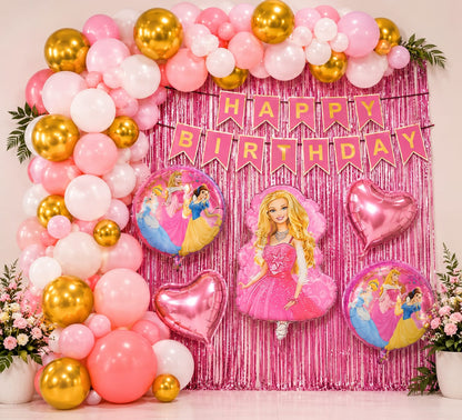Kids Princess Birthday Decoration Combo Set | Pink Princess Balloon Party Decoration Kit