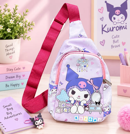 Kuromi Kids Crossbody Bag | Cute Cartoon Sling Bag for Girls | 24×20×6 cm