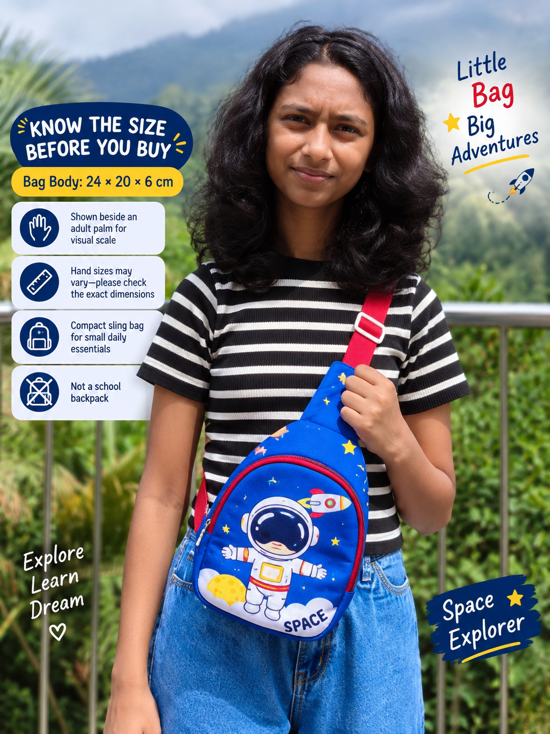Space Travel Kids Sling Bag | Astronaut Theme Crossbody Shoulder Bag for Boys & Girls