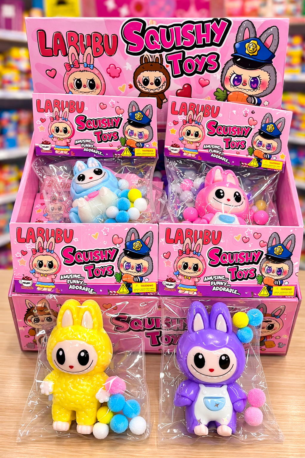 Set of 3- Cartoon Squishy Toy  | Cute Animal Squeeze Stress Relief Toys | Kids Return Gift Pack (3 Designs)